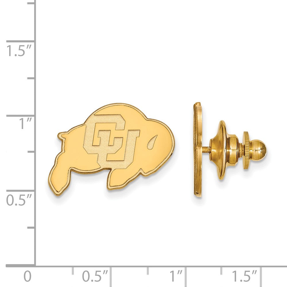 Alternate view of the 14K Gold Plated Silver University of Colorado 18mm Lapel or Tie Pin by The Black Bow Jewelry Co.