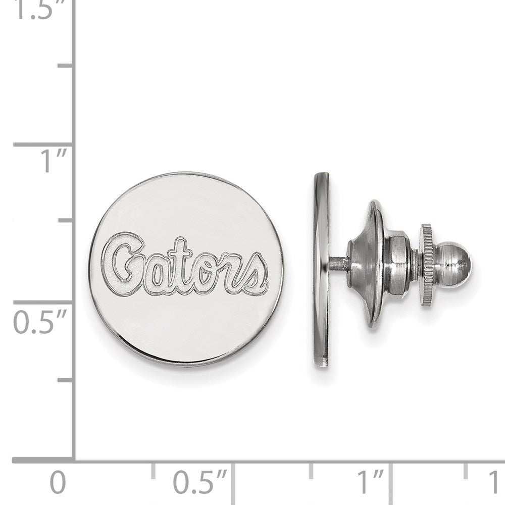 Alternate view of the 14K White Gold University of Florida Script Disc 15mm Lapel or Tie Pin by The Black Bow Jewelry Co.