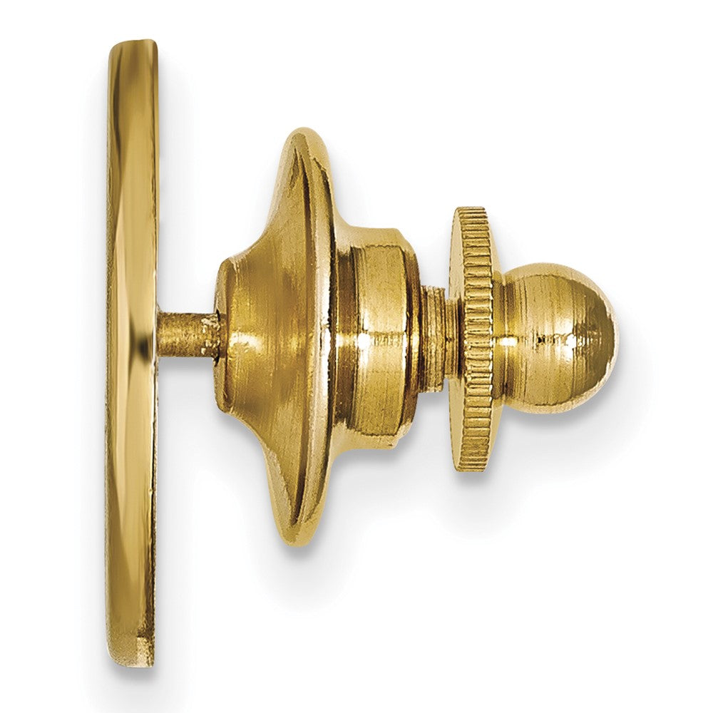 Alternate view of the 14K Yellow Gold University of Florida Script Disc 15mm Lapel / Tie Pin by The Black Bow Jewelry Co.