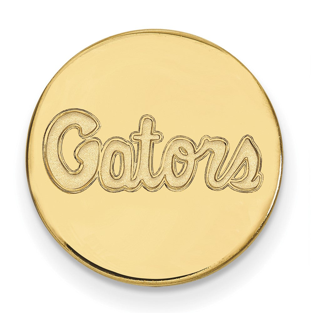 14K Gold Plated Silver Univ. of Florida Script 15mm Lapel or Tie Pin, Item M12152 by The Black Bow Jewelry Co.
