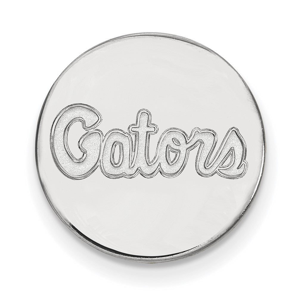 Sterling Silver University of Florida Script Disc 15mm Lapel / Tie Pin, Item M12154 by The Black Bow Jewelry Co.