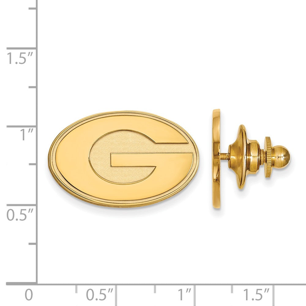 Alternate view of the 14K Gold Plated Silver University of Georgia 24mm Lapel or Tie Pin by The Black Bow Jewelry Co.