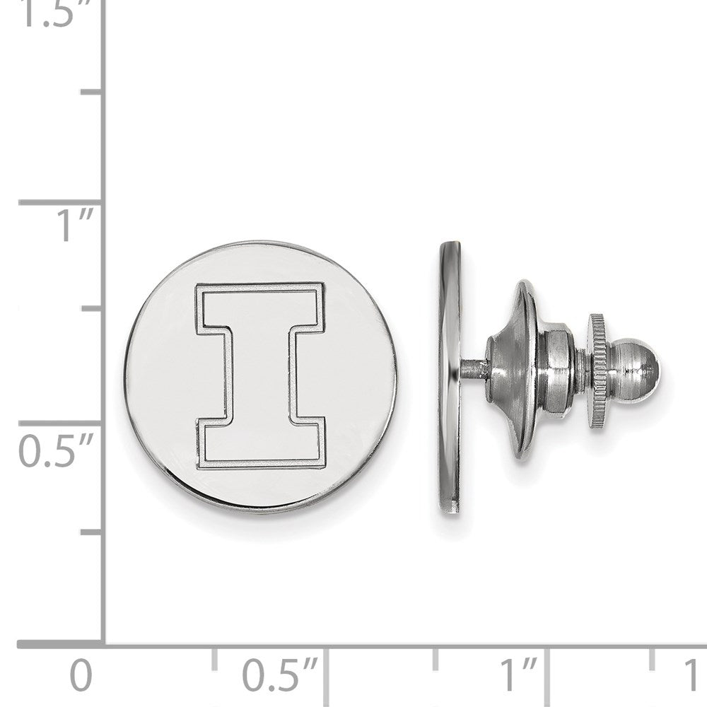 Alternate view of the 14K White Gold Univ. of Illinois Initial I Disc 15mm Lapel or Tie Pin by The Black Bow Jewelry Co.