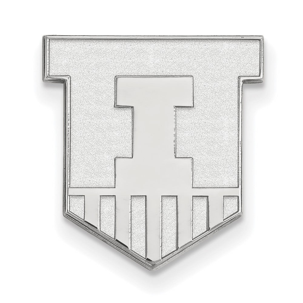 14K White Gold Univ. of Illinois Shield Logo 14mm Lapel or Tie Pin, Item M12164 by The Black Bow Jewelry Co.