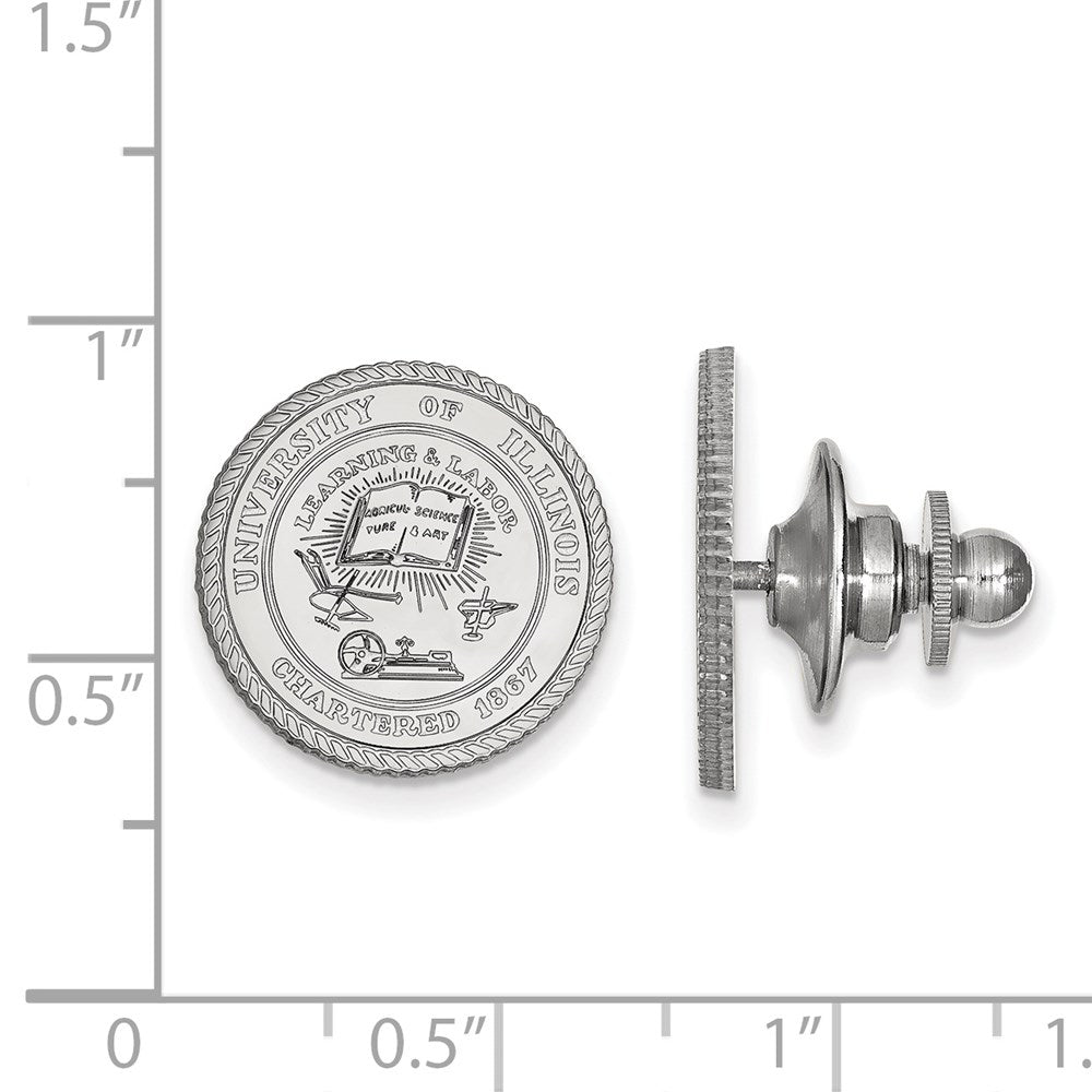 Alternate view of the 14K White Gold University of Illinois Crest 15mm Lapel or Tie Pin by The Black Bow Jewelry Co.