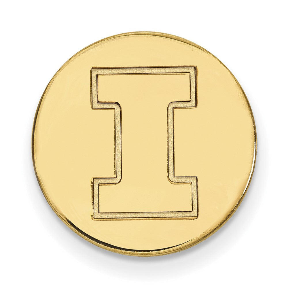 14K Yellow Gold Univ. of Illinois Initial I Disc 15mm Lapel or Tie Pin, Item M12166 by The Black Bow Jewelry Co.