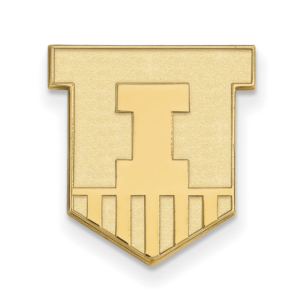 14K Yellow Gold Univ. of Illinois Shield Logo 14mm Lapel or Tie Pin, Item M12167 by The Black Bow Jewelry Co.