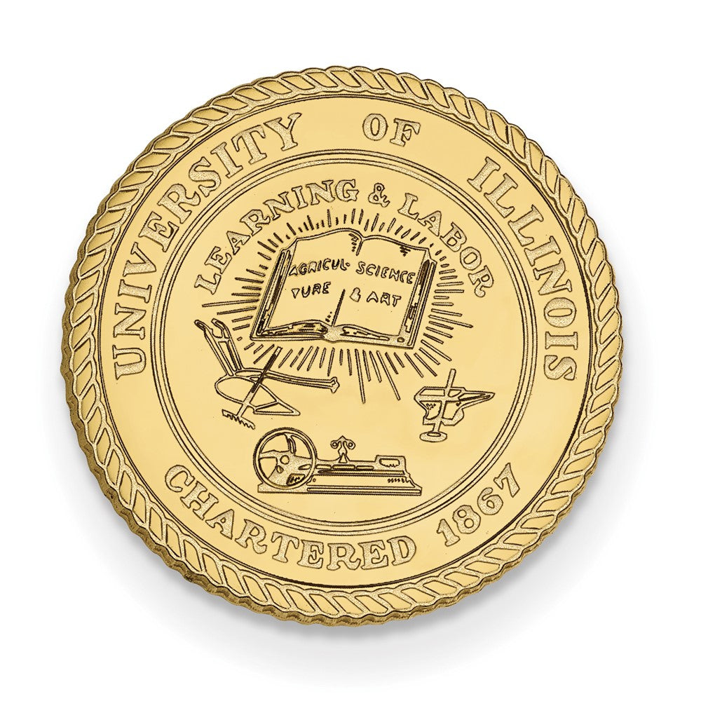 14K Yellow Gold University of Illinois Crest 15mm Lapel or Tie Pin, Item M12168 by The Black Bow Jewelry Co.