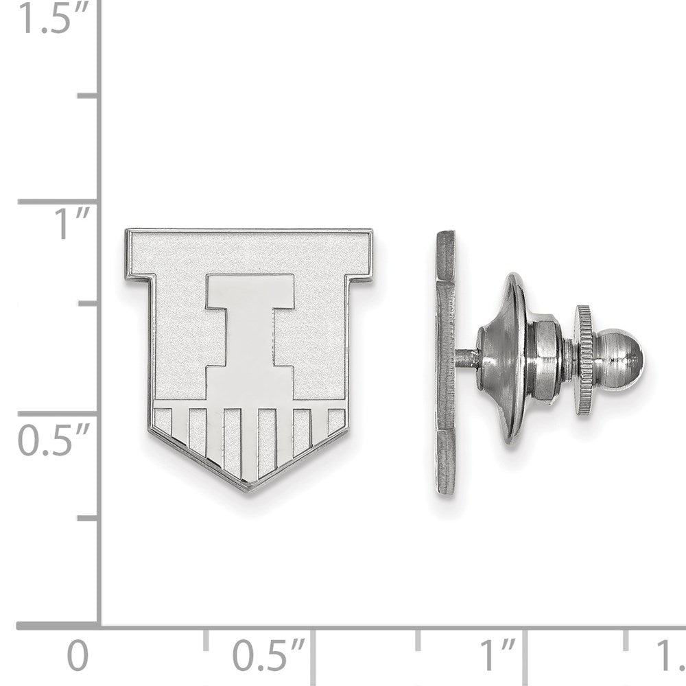 Alternate view of the Sterling Silver Univ. of Illinois Shield Logo 14mm Lapel or Tie Pin by The Black Bow Jewelry Co.