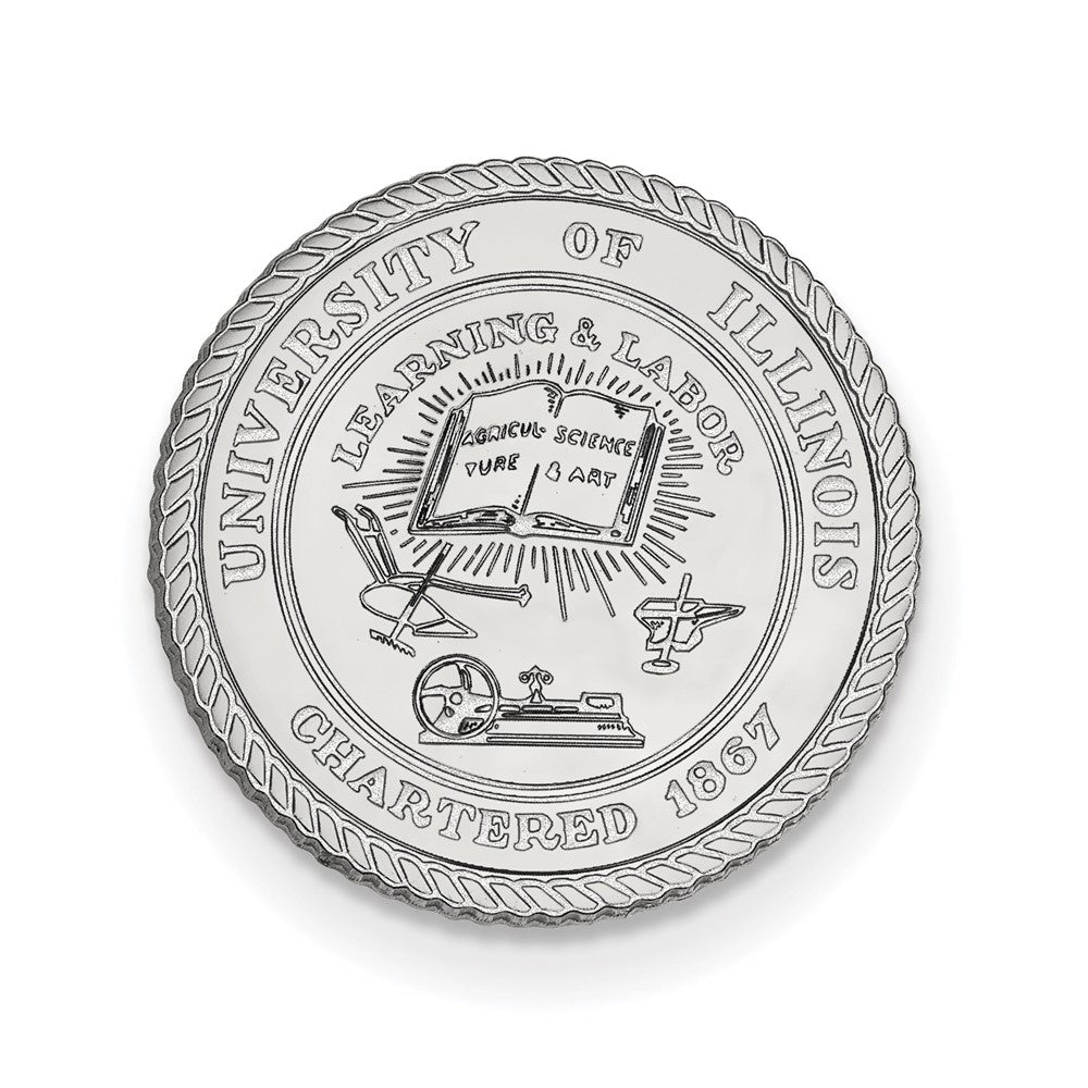 Sterling Silver University of Illinois Crest 15mm Lapel or Tie Pin, Item M12175 by The Black Bow Jewelry Co.