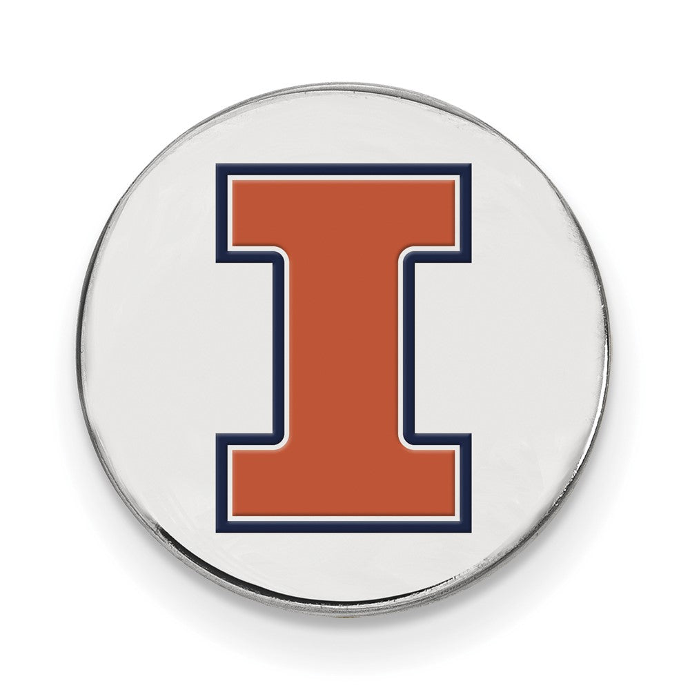 Sterling Silver Univ. of Illinois Enamel Disc 15mm Lapel or Tie Pin, Item M12176 by The Black Bow Jewelry Co.