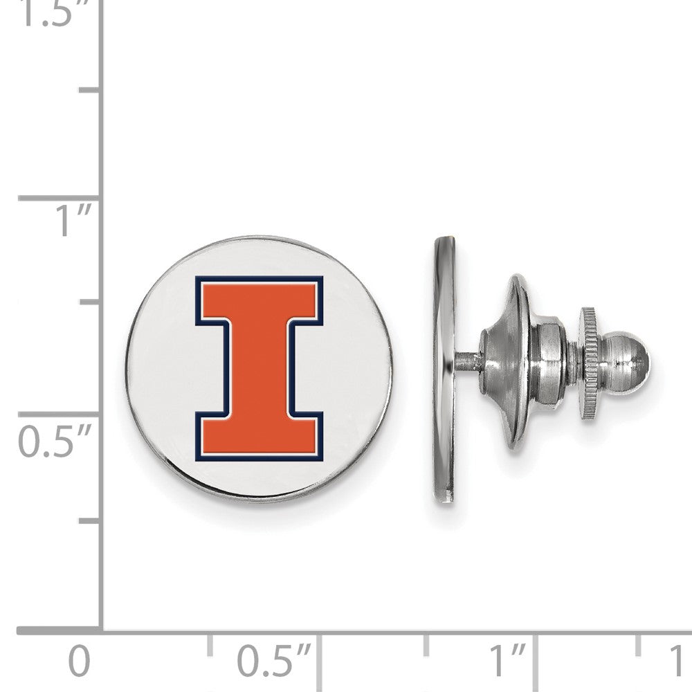 Alternate view of the Sterling Silver Univ. of Illinois Enamel Disc 15mm Lapel or Tie Pin by The Black Bow Jewelry Co.