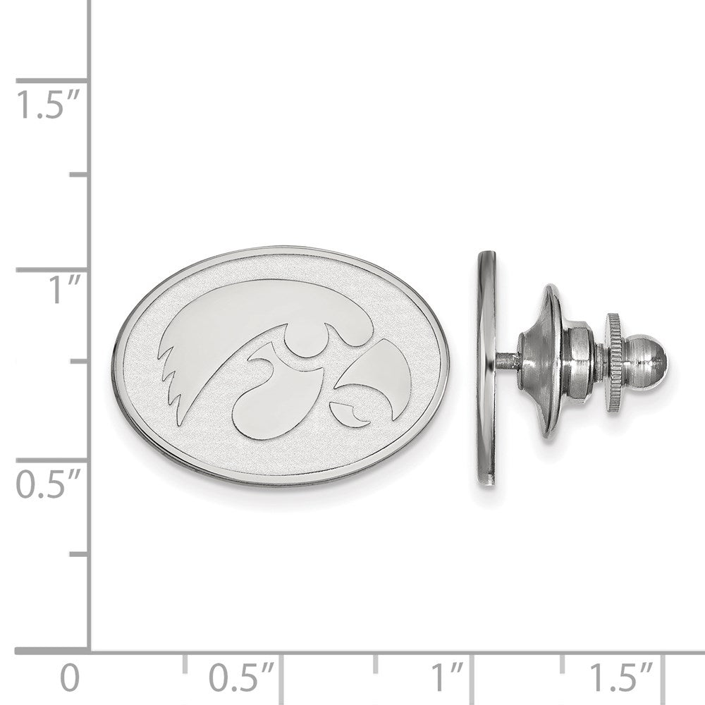 Alternate view of the 14K White Gold University of Iowa Hawk Oval 22mm Lapel or Tie Pin by The Black Bow Jewelry Co.