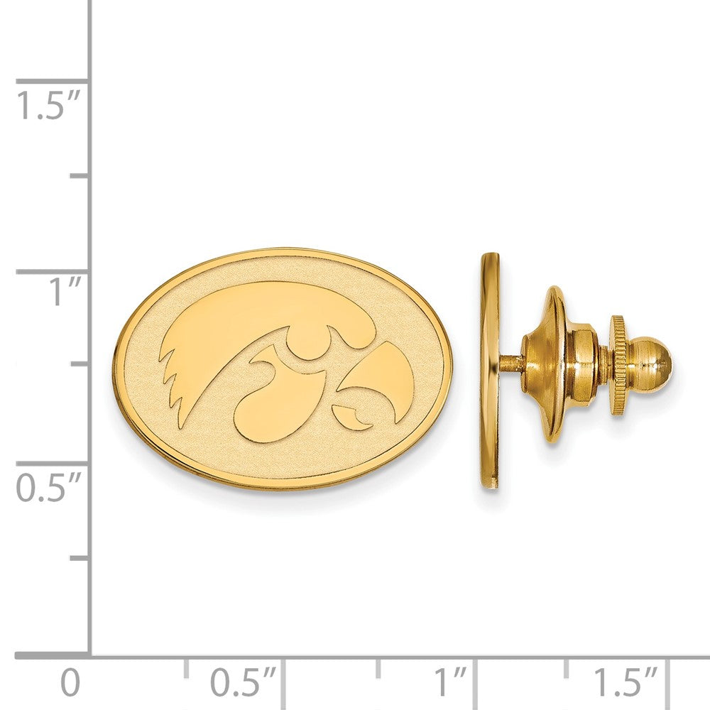 Alternate view of the 14K Yellow Gold University of Iowa Hawk Oval 22mm Lapel or Tie Pin by The Black Bow Jewelry Co.