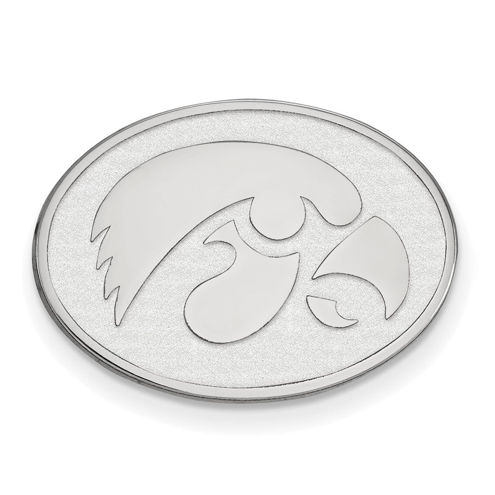 Sterling Silver University of Iowa Hawk Oval 22mm Lapel or Tie Pin, Item M12180 by The Black Bow Jewelry Co.