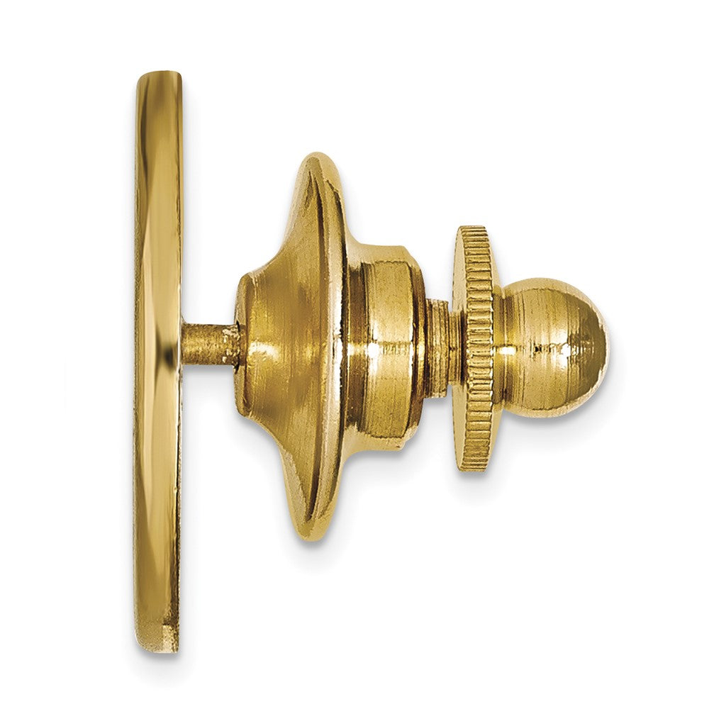 Alternate view of the 14K Gold Plated Silver U. of Kansas Left Profile 15mm Lapel or Tie Pin by The Black Bow Jewelry Co.