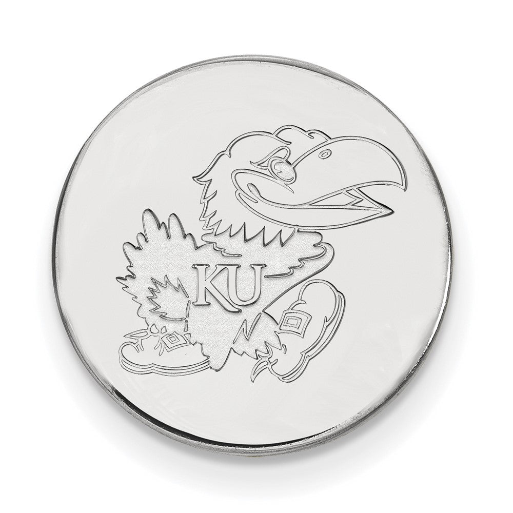 Sterling Silver U. of Kansas Right Profile 15mm Lapel or Tie Pin, Item M12187 by The Black Bow Jewelry Co.