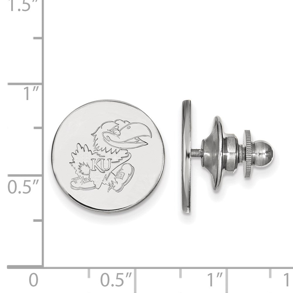 Alternate view of the Sterling Silver U. of Kansas Right Profile 15mm Lapel or Tie Pin by The Black Bow Jewelry Co.