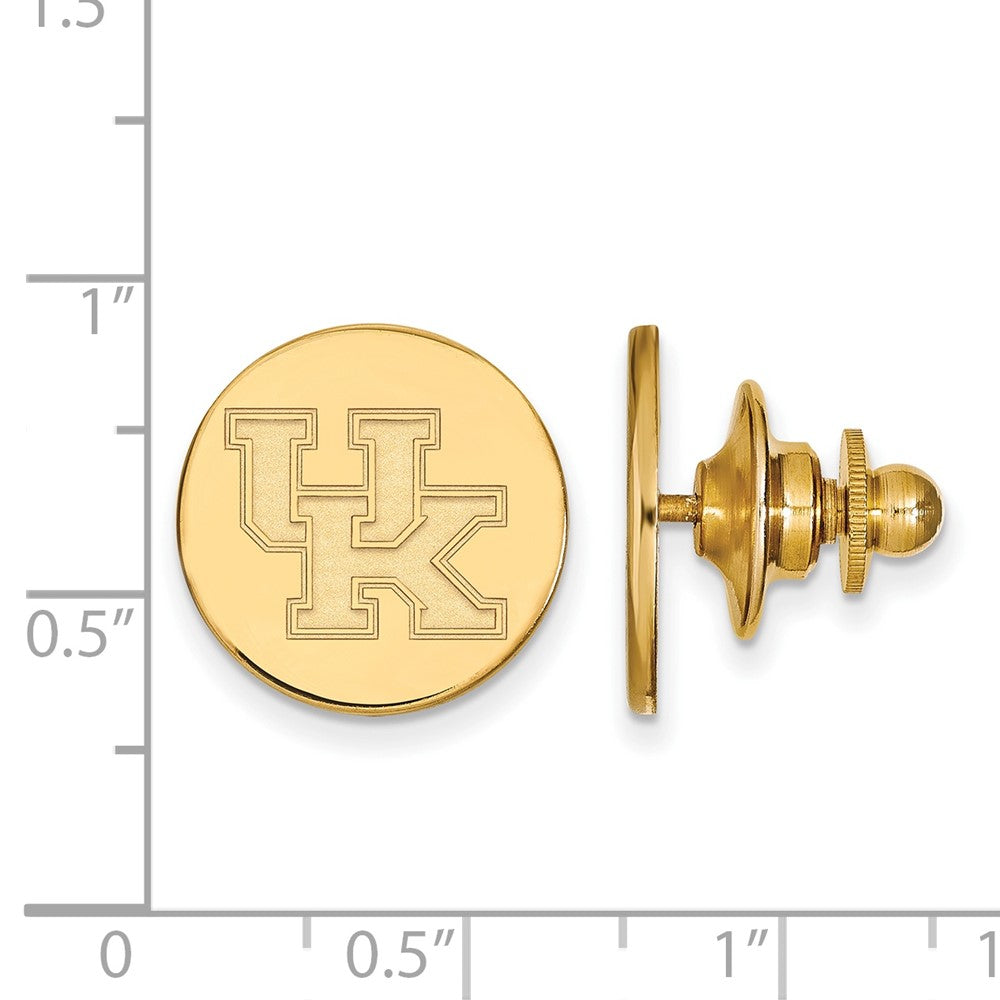 Alternate view of the 14K Gold Plated Silver U. of Kentucky 15mm UK Disc Lapel or Tie Pin by The Black Bow Jewelry Co.