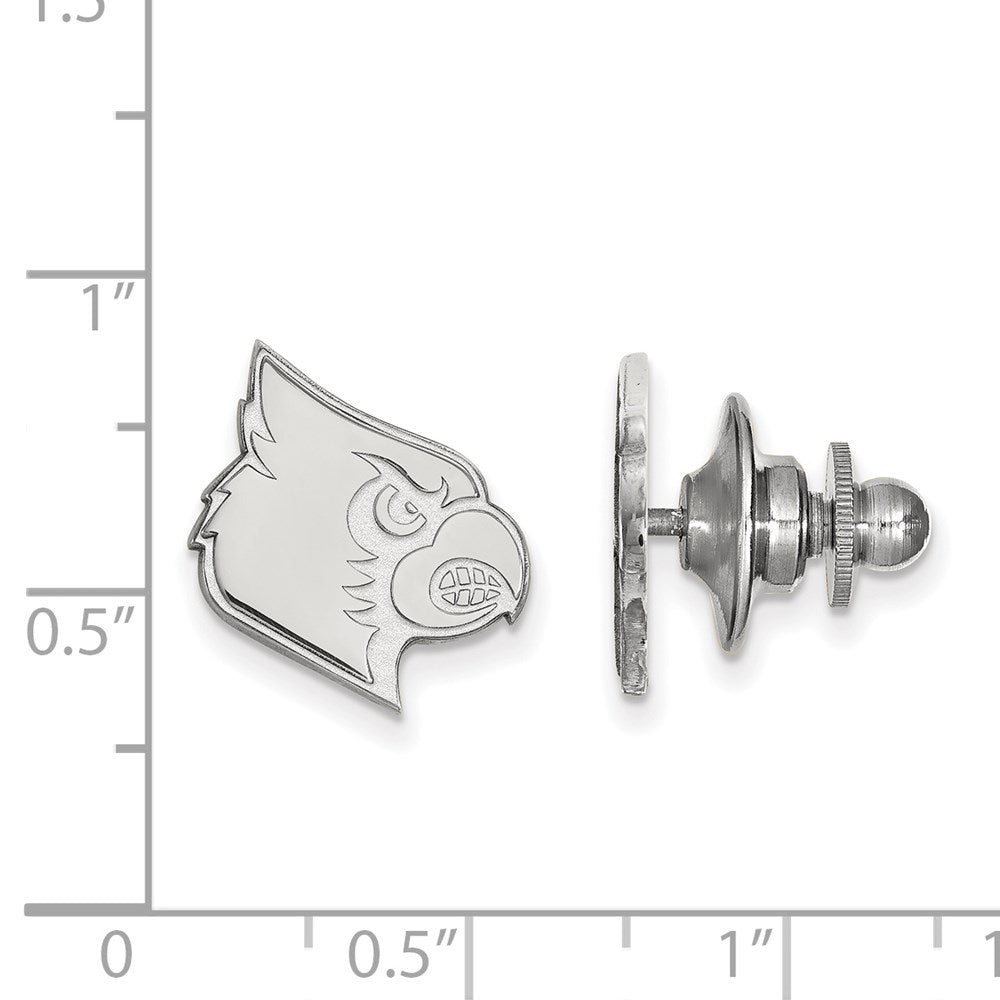 Alternate view of the 14K White Gold University of Louisville Cardinal 14mm Lapel or Tie Pin by The Black Bow Jewelry Co.