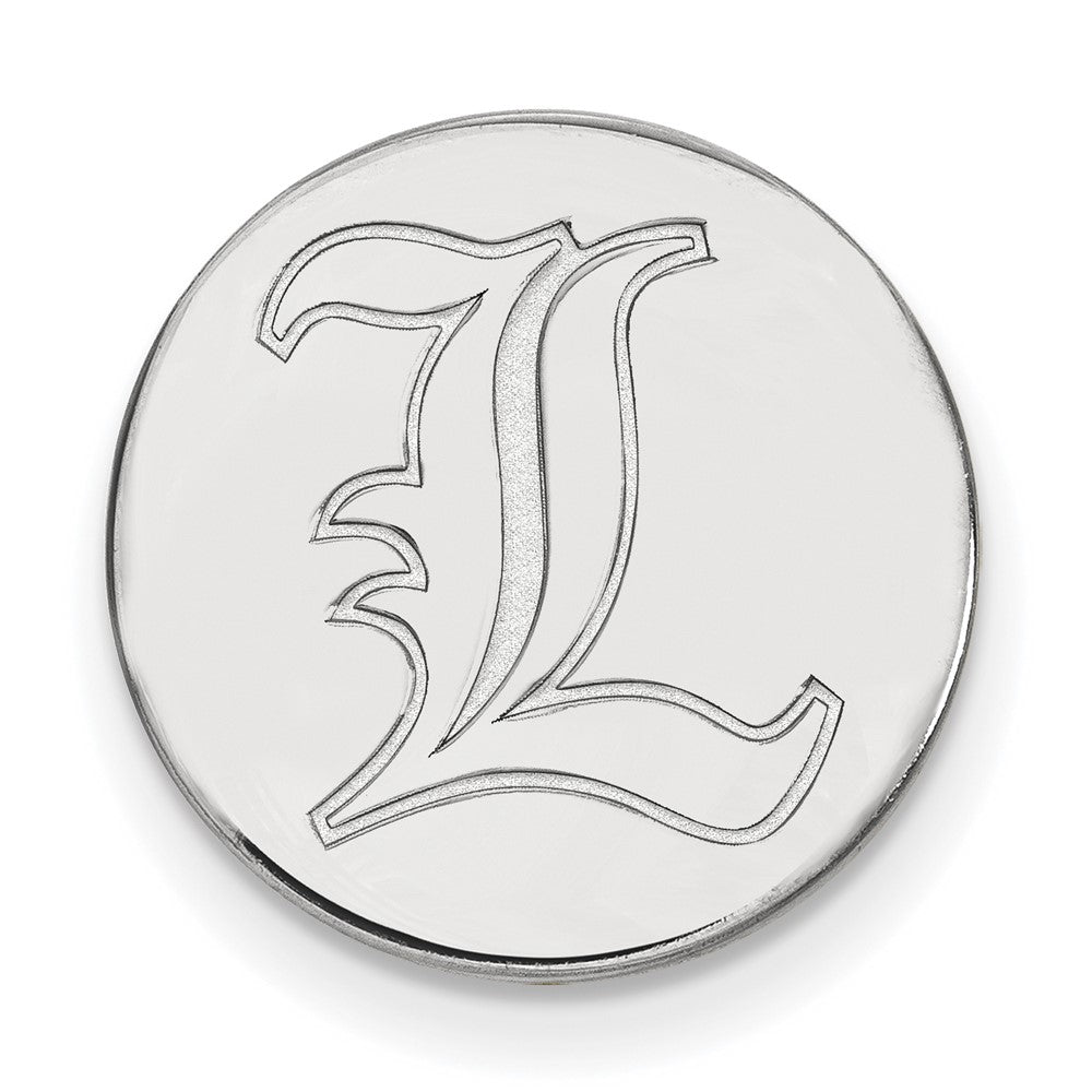 14K White Gold University of Louisville Disc 15mm Lapel or Tie Pin, Item M12194 by The Black Bow Jewelry Co.