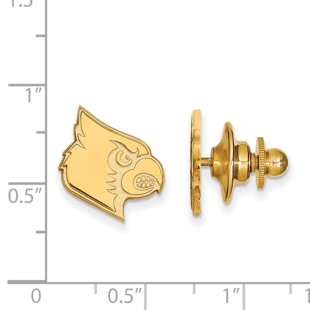 Alternate view of the 14K Yellow Gold Univ. of Louisville Cardinal 14mm Lapel or Tie Pin by The Black Bow Jewelry Co.
