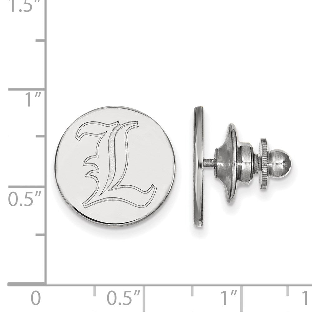 Alternate view of the Sterling Silver University of Louisville Disc 15mm Lapel or Tie Pin by The Black Bow Jewelry Co.