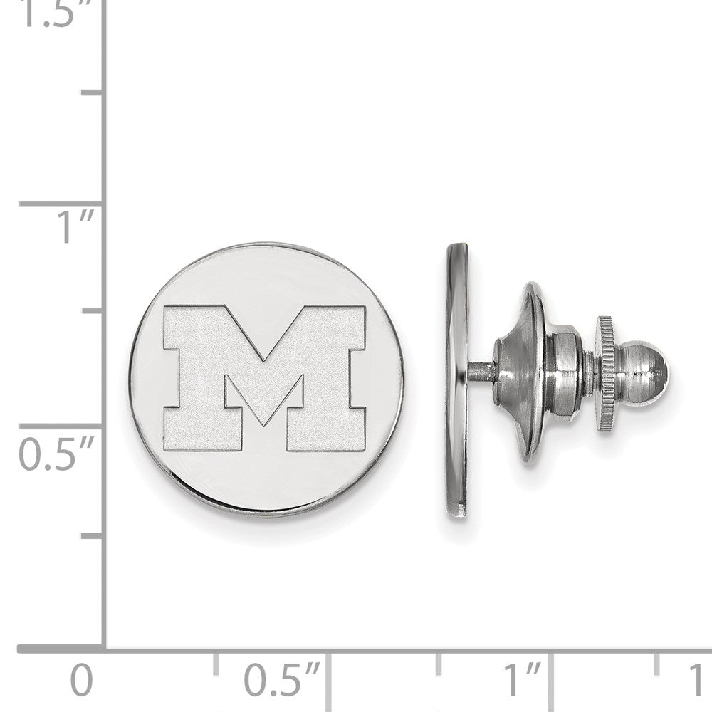 Alternate view of the Sterling Silver University of Michigan Initial M 15mm Lapel or Tie Pin by The Black Bow Jewelry Co.