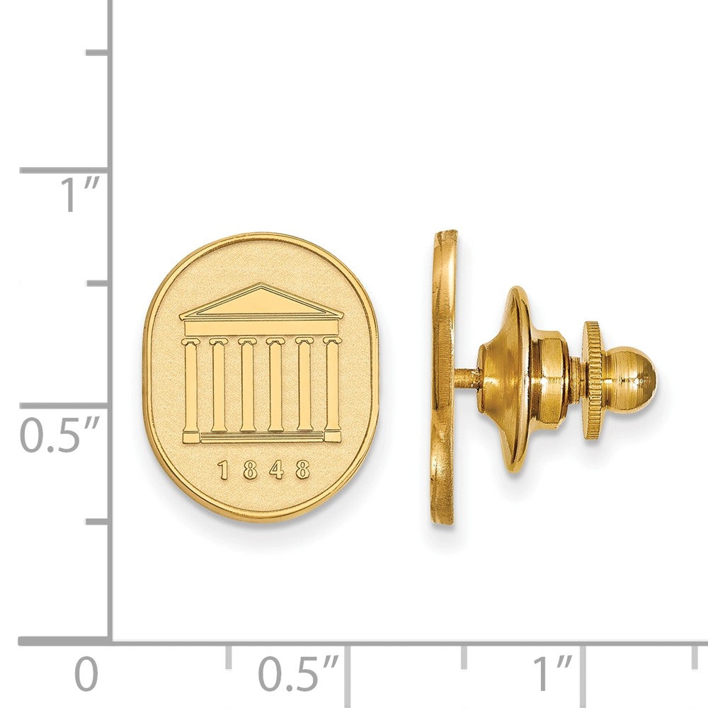 Alternate view of the 14K Gold Plated Silver U. of Mississippi 13x16mm Lapel or Tie Pin by The Black Bow Jewelry Co.