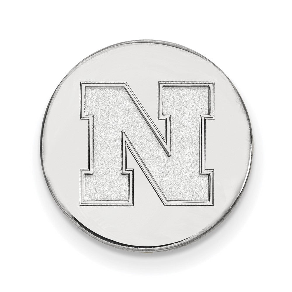 14K White Gold University of Nebraska Initial N 15mm Lapel or Tie Pin, Item M12211 by The Black Bow Jewelry Co.
