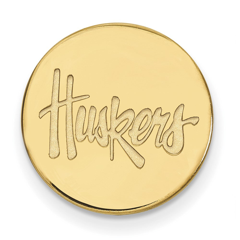 14K Yellow Gold University of Nebraska Huskers 15mm Lapel or Tie Pin, Item M12213 by The Black Bow Jewelry Co.