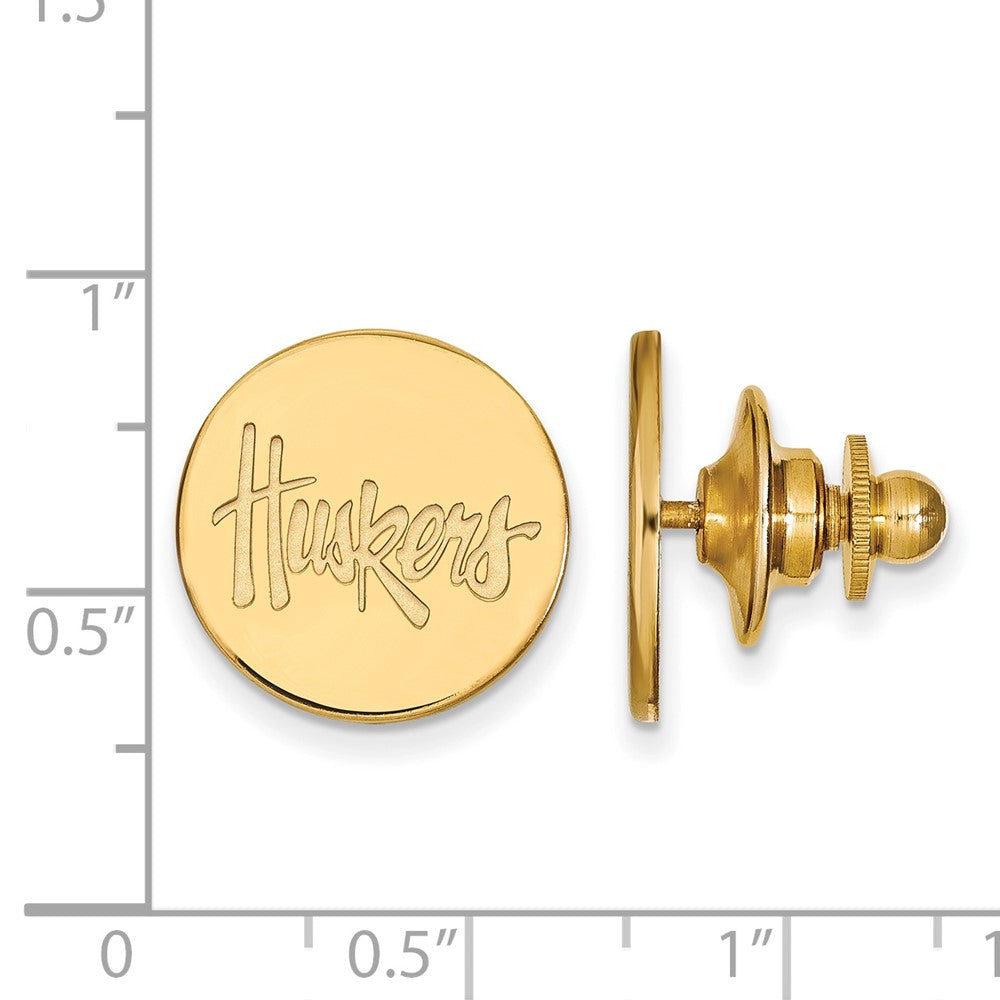 Alternate view of the 14K Yellow Gold University of Nebraska Huskers 15mm Lapel or Tie Pin by The Black Bow Jewelry Co.
