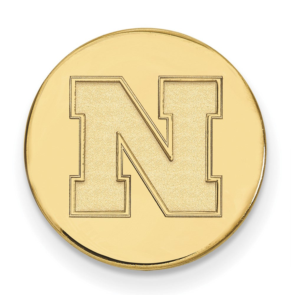 14K Gold Plated Silver U. of Nebraska Initial N 15mm Lapel or Tie Pin, Item M12217 by The Black Bow Jewelry Co.