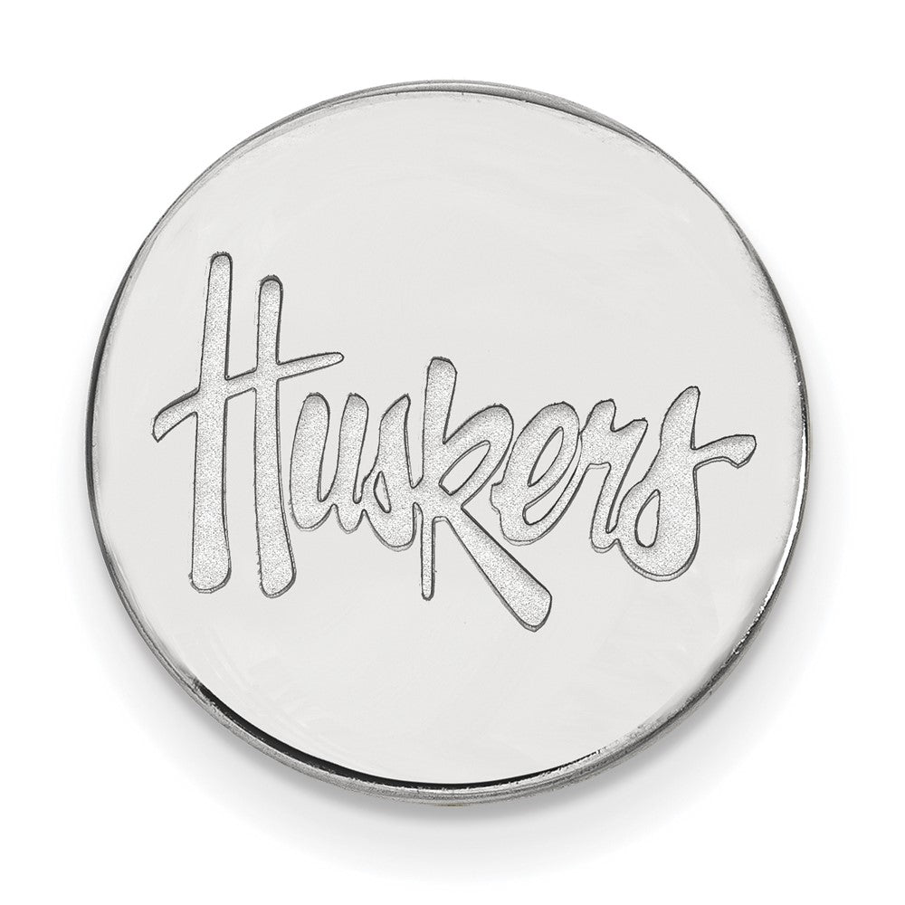 Sterling Silver University of Nebraska Huskers 15mm Lapel or Tie Pin, Item M12219 by The Black Bow Jewelry Co.