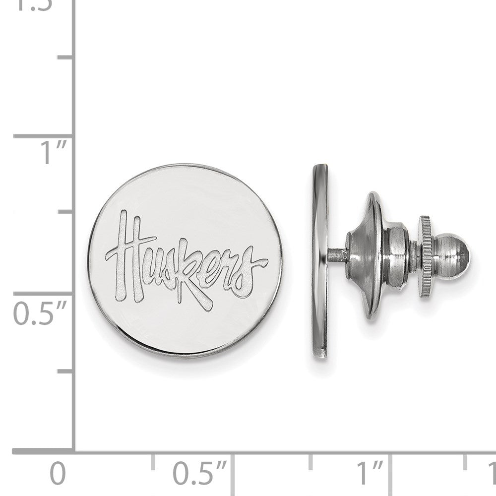 Alternate view of the Sterling Silver University of Nebraska Huskers 15mm Lapel or Tie Pin by The Black Bow Jewelry Co.