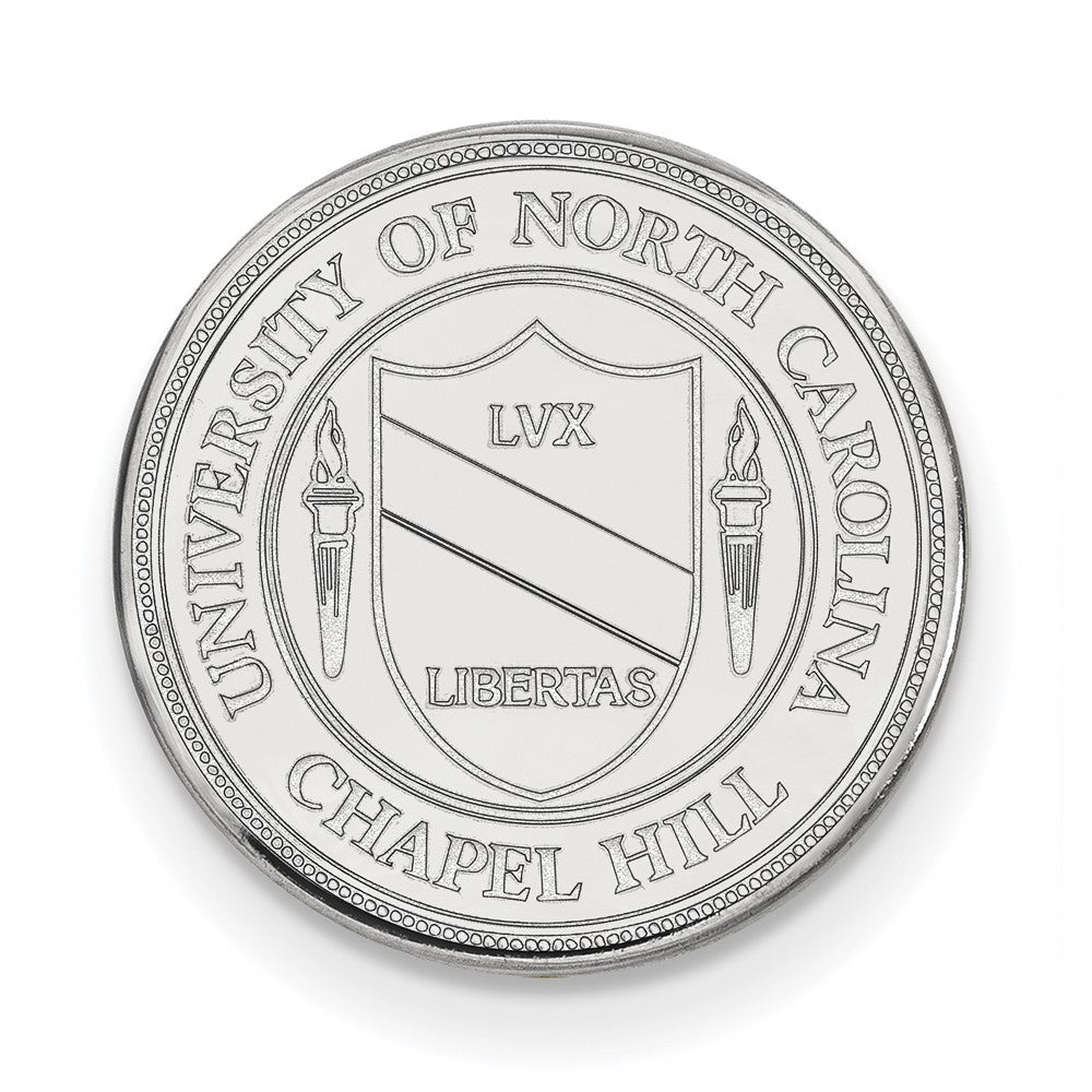 14K White Gold University of North Carolina Crest 15mm Lapel / Tie Pin, Item M12222 by The Black Bow Jewelry Co.