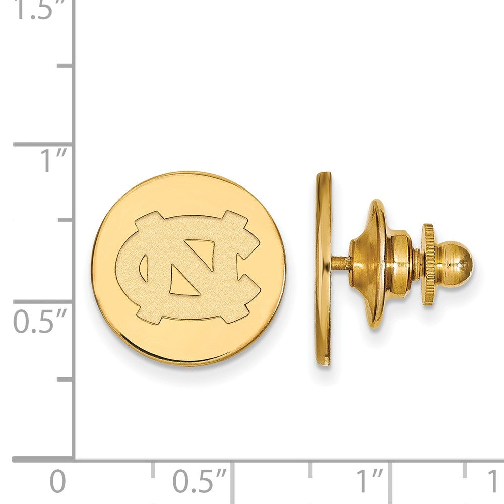 Alternate view of the 14K Gold Plated Silver U of North Carolina 15mm Lapel or Tie Pin by The Black Bow Jewelry Co.