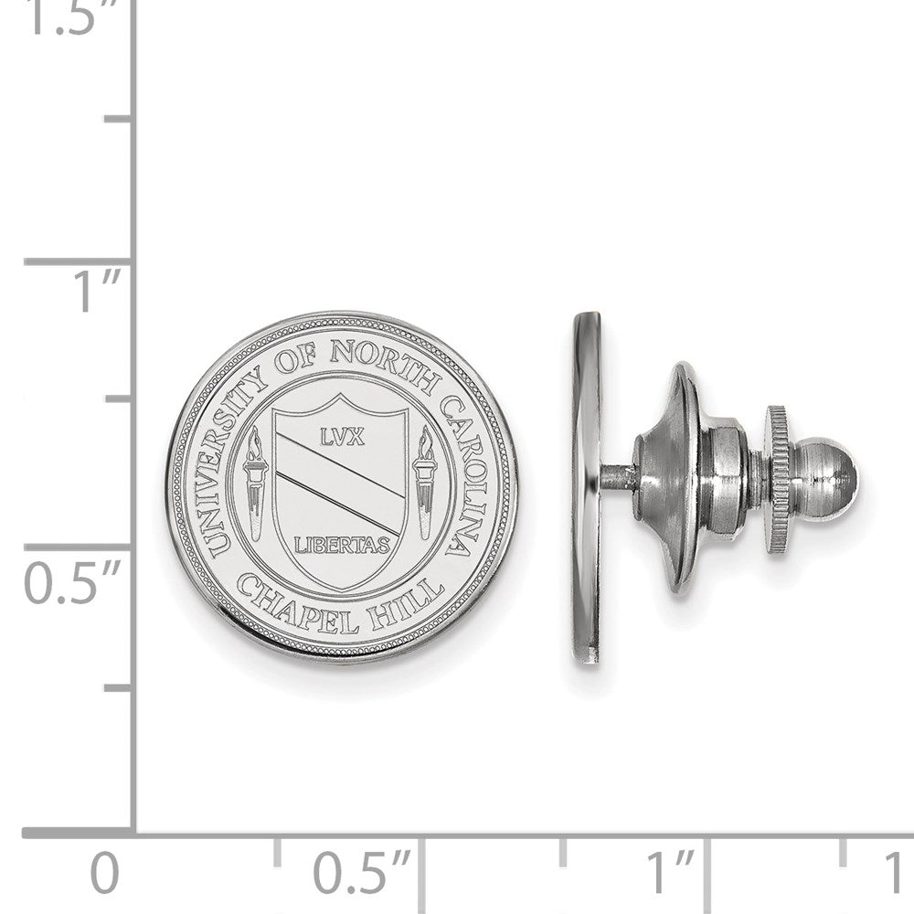 Alternate view of the Sterling Silver U of North Carolina Crest 15mm Lapel or Tie Pin by The Black Bow Jewelry Co.