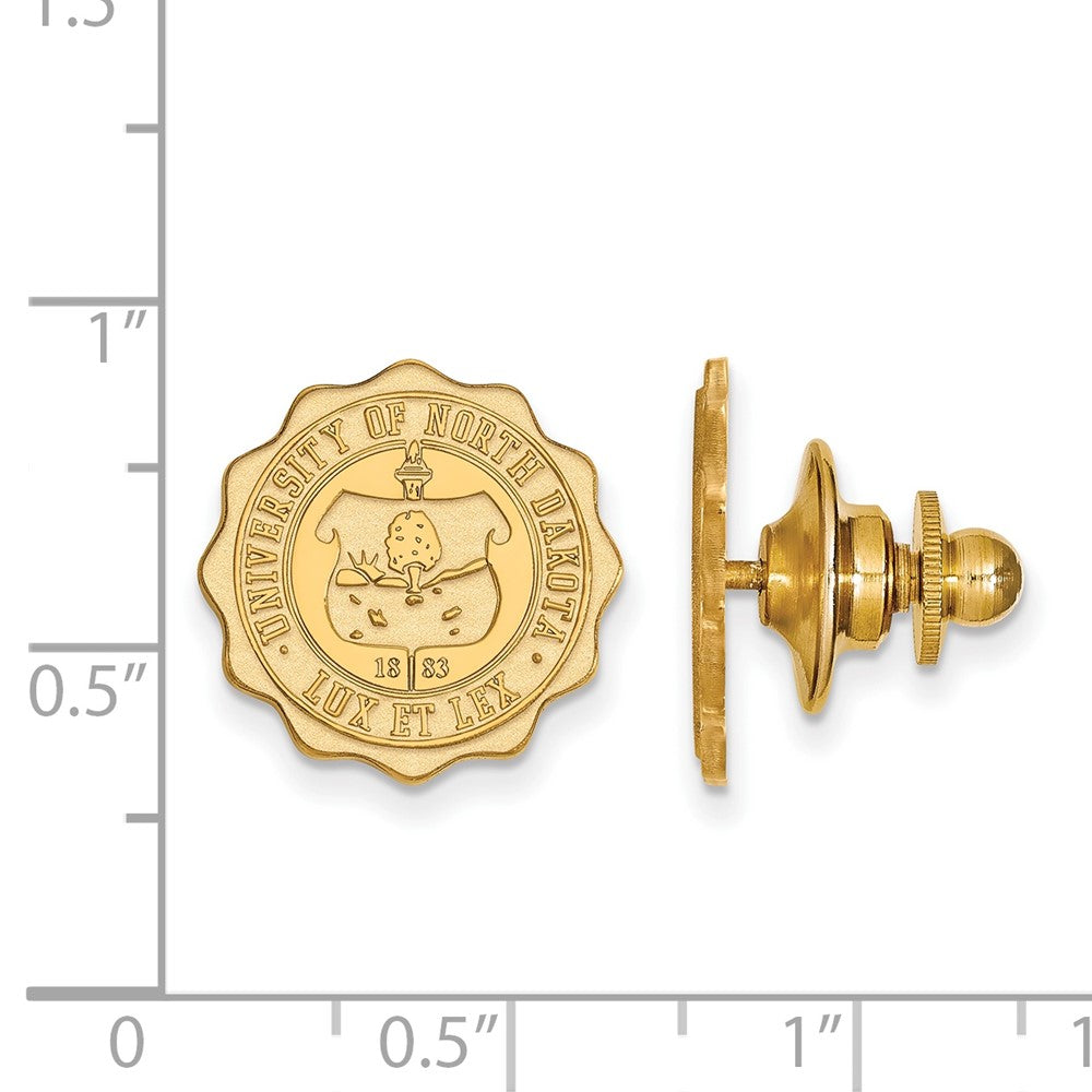 Alternate view of the 14K Yellow Gold University of North Dakota Crest 15mm Lapel or Tie Pin by The Black Bow Jewelry Co.