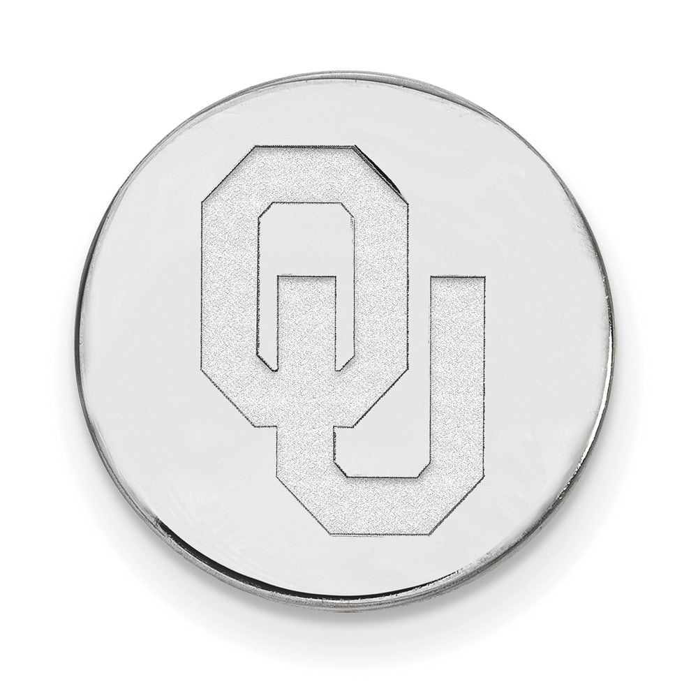 14K White Gold University of Oklahoma 15mm Lapel or Tie Pin, Item M12233 by The Black Bow Jewelry Co.