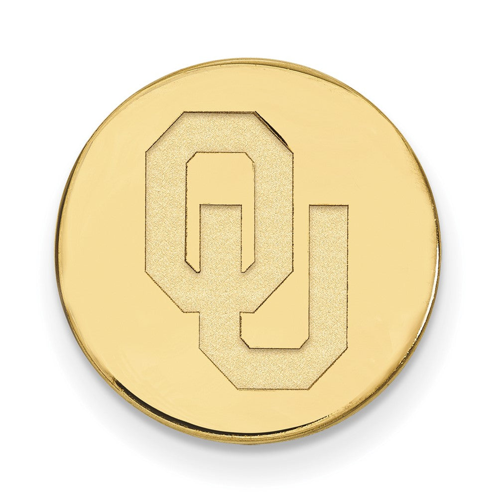 14K Gold Plated Silver University of Oklahoma 15mm Lapel or Tie Pin, Item M12235 by The Black Bow Jewelry Co.