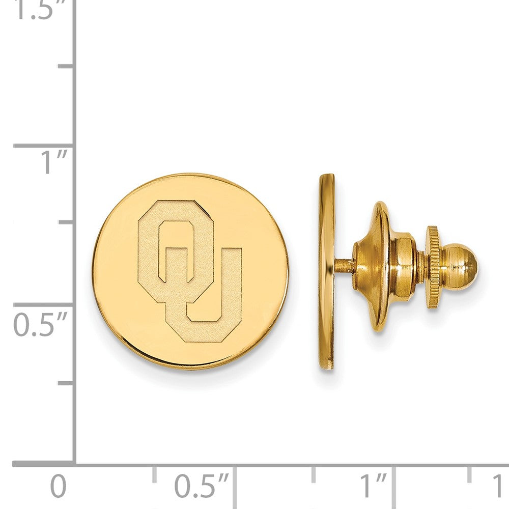 Alternate view of the 14K Gold Plated Silver University of Oklahoma 15mm Lapel or Tie Pin by The Black Bow Jewelry Co.