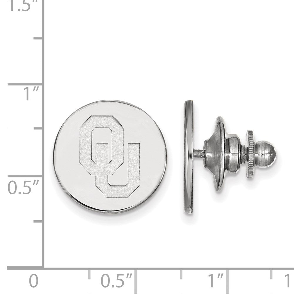 Alternate view of the Sterling Silver University of Oklahoma 15mm Lapel or Tie Pin by The Black Bow Jewelry Co.