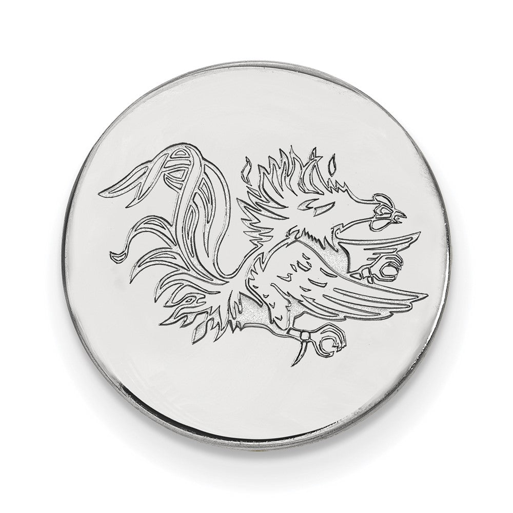 14K White Gold U. of South Carolina 15mm Gamecock Lapel or Tie Pin, Item M12242 by The Black Bow Jewelry Co.