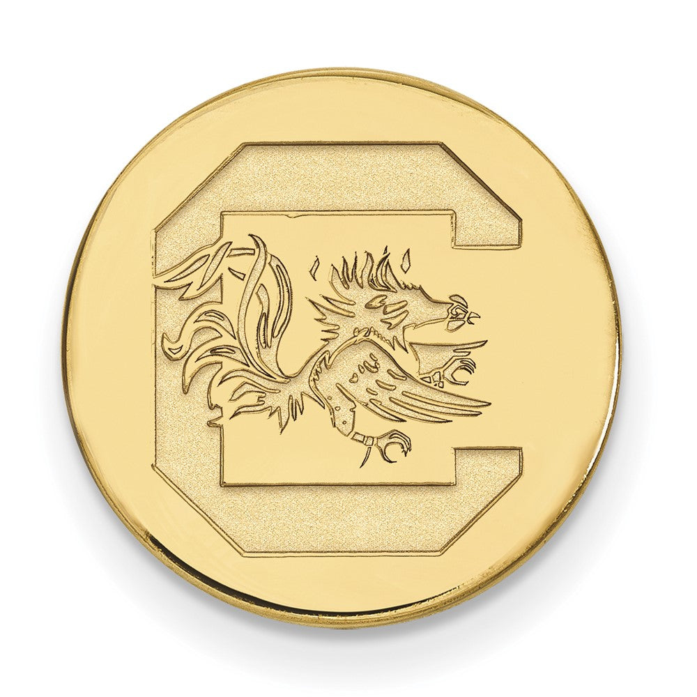 14K Gold Plated Silver U. of South Carolina 15mm Logo Lapel or Tie Pin, Item M12247 by The Black Bow Jewelry Co.