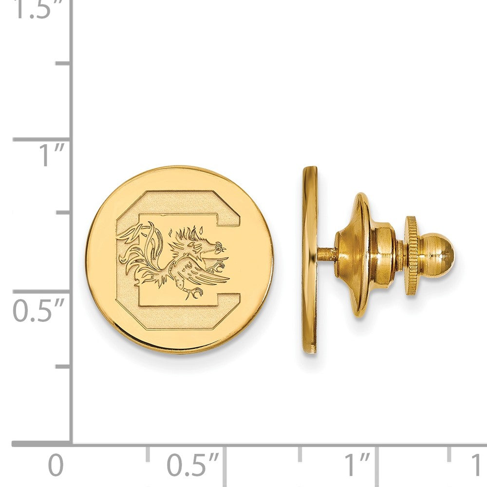 Alternate view of the 14K Gold Plated Silver U. of South Carolina 15mm Logo Lapel or Tie Pin by The Black Bow Jewelry Co.