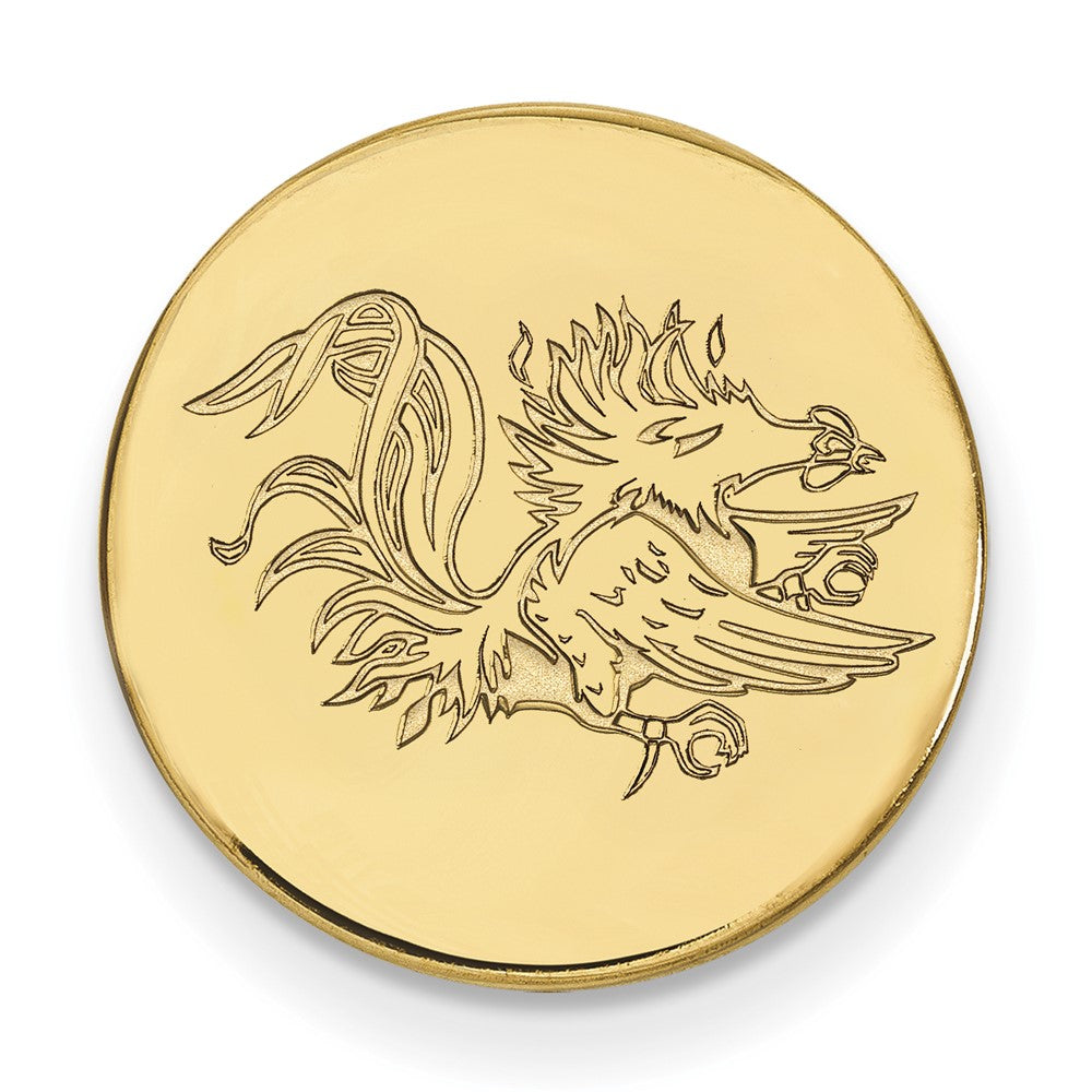 14K Gold Plated Silver U. of South Carolina Gamecock Lapel or Tie Pin, Item M12248 by The Black Bow Jewelry Co.