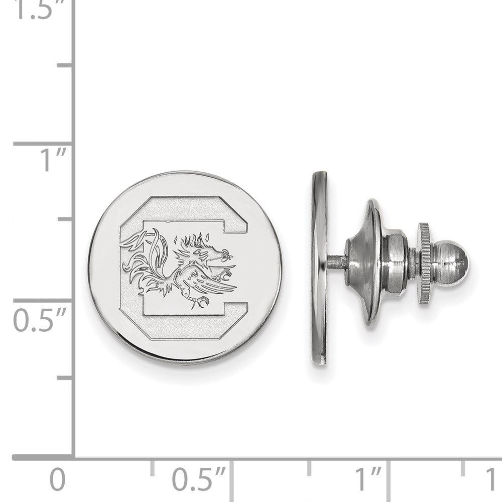 Alternate view of the Sterling Silver U. of South Carolina 15mm Logo Lapel or Tie Pin by The Black Bow Jewelry Co.