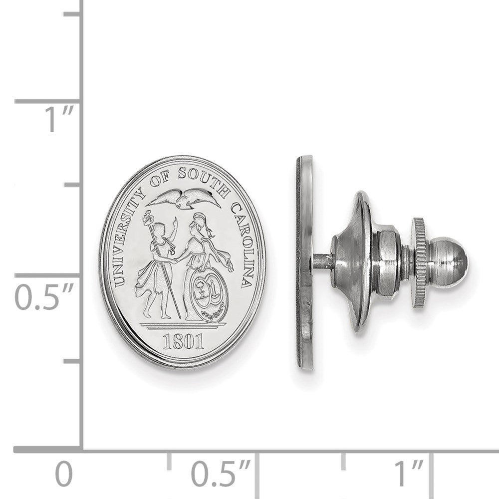 Alternate view of the Sterling Silver U. of South Carolina Crest 15mm Lapel or Tie Pin by The Black Bow Jewelry Co.