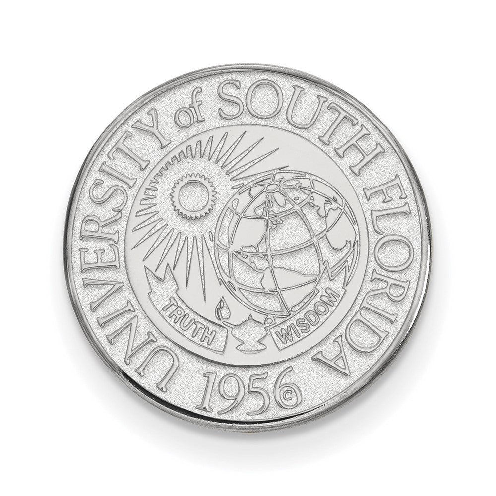 14K White Gold University of South Florida Crest 15mm Lapel or Tie Pin, Item M12253 by The Black Bow Jewelry Co.